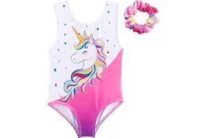 WAWSAM Justaucorps de Gymnastique pour Filles Enfants Ballet Justaucorps avec Chouchou Justaucorps de Danse Licorne Arcenciel Sans Manches pour Justaucorps Classe de Tumbling…