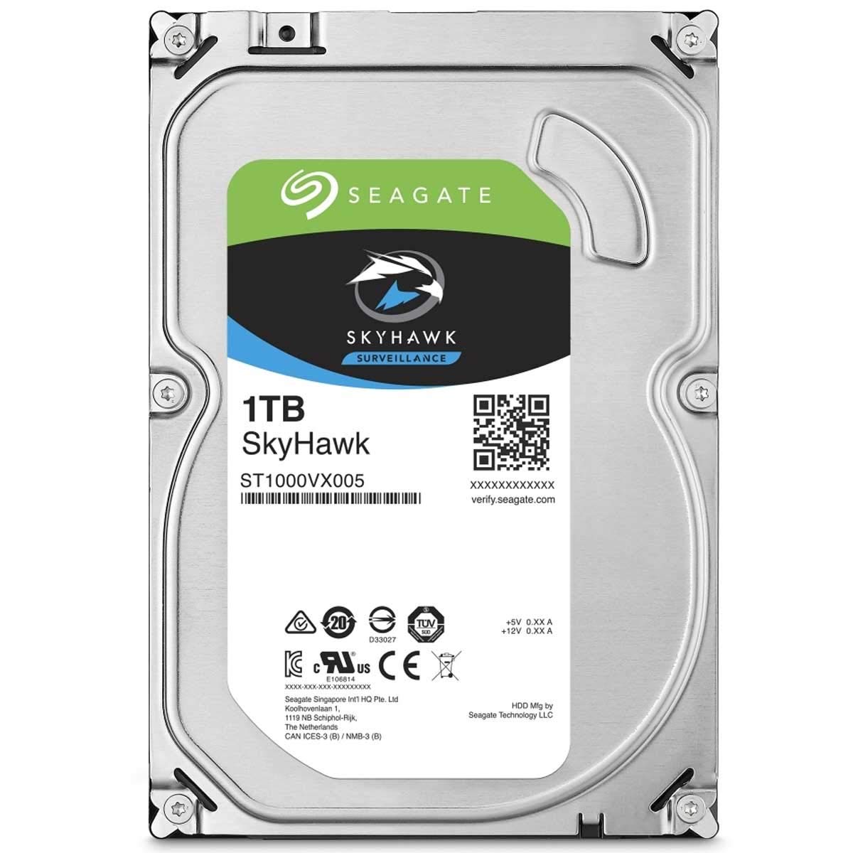 Seagate Skyhawk 1 TB Surveillance Internal Hard Drive HDD, 3.5 Inches SATA 6 Gb/s 64 MB Cache for DVR NVR Security Camera System (ST1000VX005)