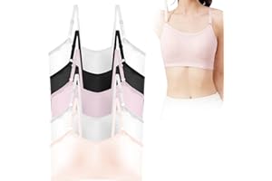 Ninnyi 5 Pack Cotton Starter Bras, Training Bra with Fixed Bust Pad for 12-16 Years