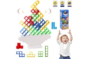 Fiotha 64 PCS Tetra Tower Spiel,Tetris Balance,Tetra Tower Balance-Spiel,Tetra Tower Balance,Tetris Balance Spiel,Tetra Tower Spiel Erwachsene,Tetris Balance Spielzeug für Kinder Geschenke