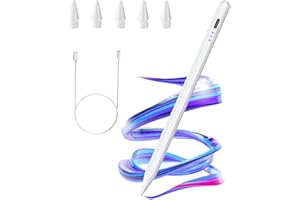 VGE Lápiz para Pantalla Táctil, Compatible Con iPad 2018-2023, Stylus de Rechazo de Palma Para iPad 6/7/8/9/10, Pro 11 y 12,9 Pulgadas, Mini 6/5ª Generación, Air 5/4/3 - Blanco