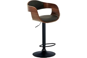 CLP Barhocker Kingston Mit Hochwertiger Polsterung I Höhenverstellbarer Barstuhl Mit Robustem Metallgestell, Farbe:walnuss/schwarz, Material:Kunstleder