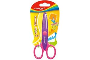 Keyroad Ciseaux en plastique - Taille 14 cm - Vert et orange - Ciseaux pour enfants avec pointe ronde et lame en zigzag - Fournitures scolaires idéales pour les travaux manuels