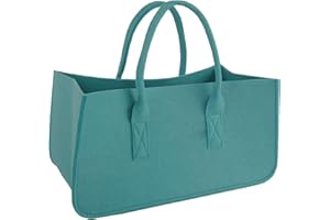 ‎CLOSE UP Close Up Felt Bag Firewood Bag Felt Basket Firewood Basket Felt Newspaper Rack Approx. 50 x 25 x 25 cm (Turquoise)