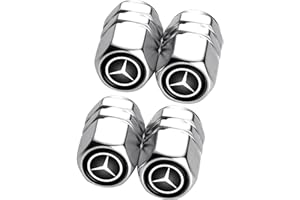 MEISUH 4Pcs Car Tyre Valve Caps Cover,Metal Car Tire Dust Caps for Mercedes Benz CESM CLK GLK GL AB GLS GLE AMG Series,Car Accessories Anti-corrosion Leak-Proof Screw-On Easy-Grip,Silver