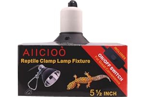 AIICIOO Reptile Bulb Holder Terrarium Lamp Reflector in E27 Ceramic Socket for Lizard Tortoise Bearded Dragon Suitable for UVB and Heating Lamp
