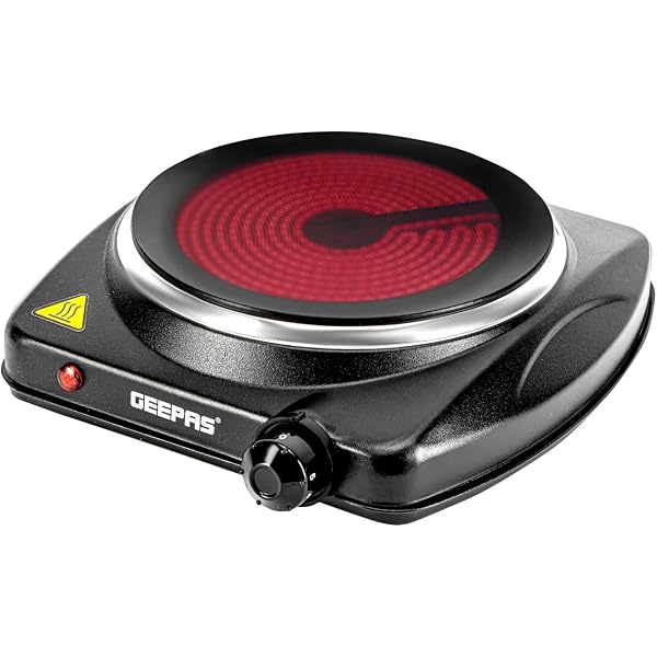 Geepas Single Ceramic Hot Plate, 1200W – Portable Infrared Electric Hob  Cooker - Table Top Single Burner Cooktop, Adjustable Temperature, Overheat  - Great to use at Campsites Caravans - 1200W, Black :