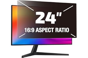Fluflyer 24 Inch Computer Privacy Screen Filter for Computer Monitor 16:9 Aspect Ratio, Anti Blue Light Glare Removable 24 inch Privacy Screen Protective Film, Anti Glare Filter for PC Monitors