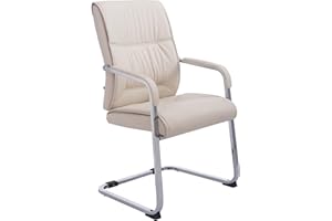 ‎CLP CLP Freischwinger Besucherstuhl XXL Anubis I Stabiler Und Pflegeleichter Stuhl Mit Kunstlederbezug Und Bodenschoner I 260 kg Belastbarkeit, Farbe:Creme