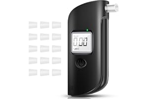ZQAZXH Alkoholtester, Alkoholmessgerät mit 15 Mundstücken, Digitaler Alkoholtester mit LCD-Bildschirm, mit LED-Notbeleuchtung, Geeignet für den Privaten Und Beruflichen Gebrauch