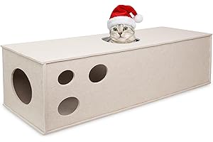 PETKARAY Cat Tunnel, Original Cat Hideaway Cave for Indoor Cats, Large Kitten Play Tubes and Tunnels, Soft Felt Cat Toy with Interactive Peek Hole