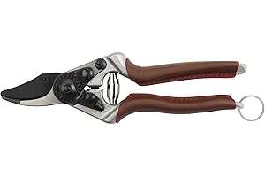 FELCO 6 ELITE Gartenschere ergonomisch für Rechtshänder, mittlere Handgröße, Ledergriffe, Black F-Tech Klinge, 20 mm Schnittdurchmesser, 195 mm Länge, Swiss Made