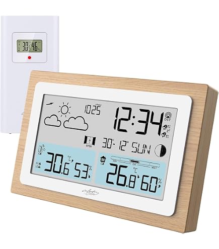 TFA Dostmann Station Météo OAK Avec Capteur Sans Fil - Cadre Bois, Hygrométrie, Prévisions