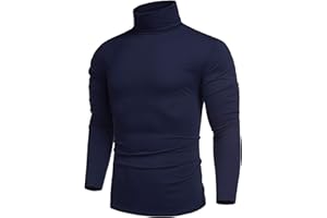 COOFANDY Maglia a Collo Alto Uomo, Manica Lunga in Cotone, Pullover Slim Fit Basic, T-Shirt a Maniche Lunghe Tinta Unita