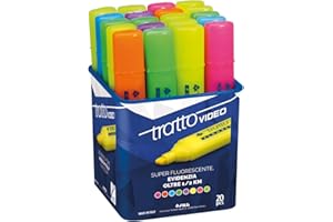 Tratto Video - Evidenziatore, Barattolo da 20 Pezzi, Colori Assortiti