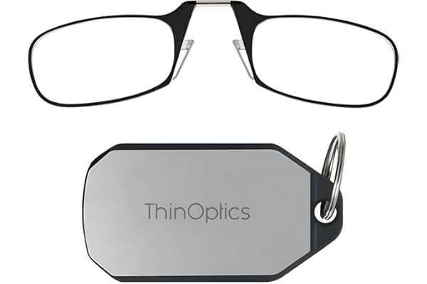 ThinOptics Lunettes De Lecture Avec Étui Porte-clés - Unisexe Homme Femme - Lunettes De Lecture Compactes, Pliables Et Légères Avec Technologie Flex-fit