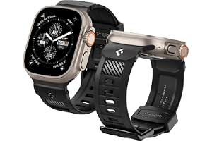 Spigen Rugged Band för Apple Watch Ultra 4/3/2/1, Serie 12/11/10 | Flexibelt TPU-armband med matt yta, kolfiberdetaljer och Smart Lock-passform för Apple Watch 49/46/45/44/42mm