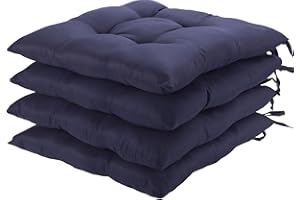 HAMO Dining Chair Seat Pad Cushions Set of 4, 38x38 cm, 15x15 inches (Navy)