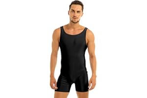YOOJIA Mens One Piece Sleeveless Bodysuit Stretchy Gym Jumpsuit Sports Tank Unitard Wrestling Boxer Shorts