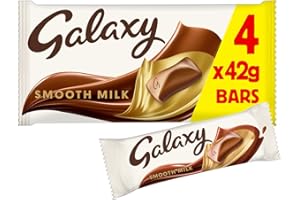 Galaxy Chocolate Bars, Smooth Milk Chocolate Multipack, 4 x 42g, Ideal for Gift, Snacks or Hamper