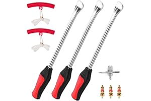 DEDC 3 Pcs Tire Cuillère Levier Kits d'Outils Réparation Moto Vélo, Kit de Changement de Pneu Professionnel avec 2 Jantes Protecteurs