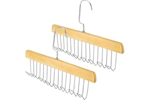 Exsbtay 2 Pezzi Portacravatte da Armadio 28cm, Organizzatore Armadio con 8 Ganci, 360° Supporto per Cintura, Gruccia Portacinture per Cinture e Cravatte