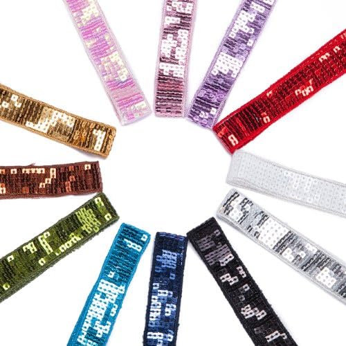 NEOTRIMSUnique Square Sequins Embellished Ribbon Trimming 24mm. Indian Salwar Kameez Sari Embroidery, 5 Sequins Deep. 22 Colours for Apparel, Crafts and Home Décor. Shimmer Pink, 5 Lines, 4 Meters