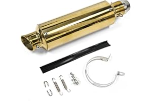 SAGREENY Universal 1.5" 2" Motorcycle Golden Exhaust Muffler 38mm 51mm Stainless Steel Inlet Slip On Exhaust Pipe for Dirt Bike Street Bike Motorcycle Scooter ATV
