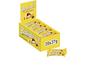BALISTO - Barre Biscuit Céréales et Chocolat au Lait - 20 x 37g - Goût Miel & Amande - Boite de Barres Chocolatées - Grand Format - 740g