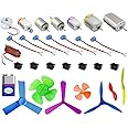 Kit4Curious 7 Different Size Shape DC Hobby Motor, Propeller, Switch, Snap Connector, Wire Set - Multicolor