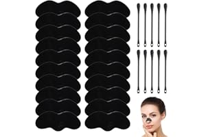 SMTELEGANCE Mitesserentferner Stripes 20 Stück Nose Strips Nasenstrips Mitesser Strips Poren Reinigen Mitesser und Unreinheiten Entfernen Mitesser Reinigen mit 10 Stück Wattestäbchen (Schwarz)