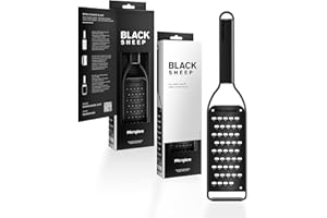 Microplane Grattugia da cucina con lama ultra spessa in acciaio inox Made in USA per formaggio, patate, zucchine, carote, mele e cavolo della serie Black Sheep