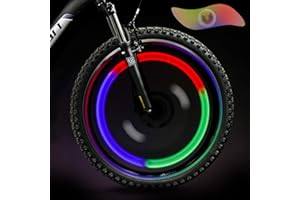 TAGVO 4pz Luce del Raggio della Bici(rosso+verde+blu+multicolore)con scatola delicata, Impermeabile&Facile da Installare, luci raggi ruote Lampada flash LED per pneumatici al neon,3 modalità di flash