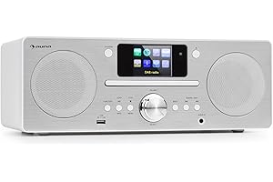 Auna Radio Portable CD, Chaine HiFi, Poste Radio Numérique Dab/Dab+/FM et Streaming, Radio Portables Stéréo LED, Écran TFT, Radio FM, MP3, AUX, Alarme de Réveil, Fixation au Mur, Alimentée au Secteur