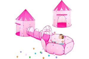 Sumbababy Tente Enfants Intérieur: Tente de Jeu+Tunnel Enfant+Piscine à balles Pliable 3-en-1 - Grande Aire de Jeux de Jardin pour garçons Filles Bebe - Pop Up Enfant Extérieur Cadeaux d'anniversaire