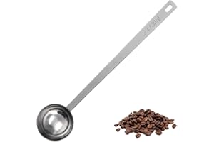 U-Taste Misurino per Caffè da 30ml: Misurino in Acciaio Inox 18/8 con Manico Extra Lungo da 17,4cm per Caffè Macinato, Grani, Polvere, Espresso, Ideale per Contenitori Alti, Lattine (Argento)