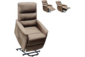 WS DESIGN Idea Regalo Poltrona Taiti Elettrica Tessuto Alzapersona con Ruote Marrone