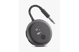 Avantree SoundJet R1 – Airplane Bluetooth Adapter for Headphones & AirPods, aptX Adaptive, Qualcomm Chipset, 20H Battery, Wireless Audio Transmitter for in-Flight Travel Essentials - Metallic Black
