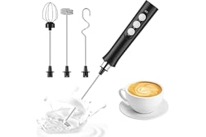 SpacEver Montalatte Elettrico Frullino Montalatte USB Ricaricabile 3 Velocità Regolabili Acciaio Inossidabile Frustino Montalatte Elettrico con 3 Frullino per Cappuccino Matcha Caffè Schiumoso Latte