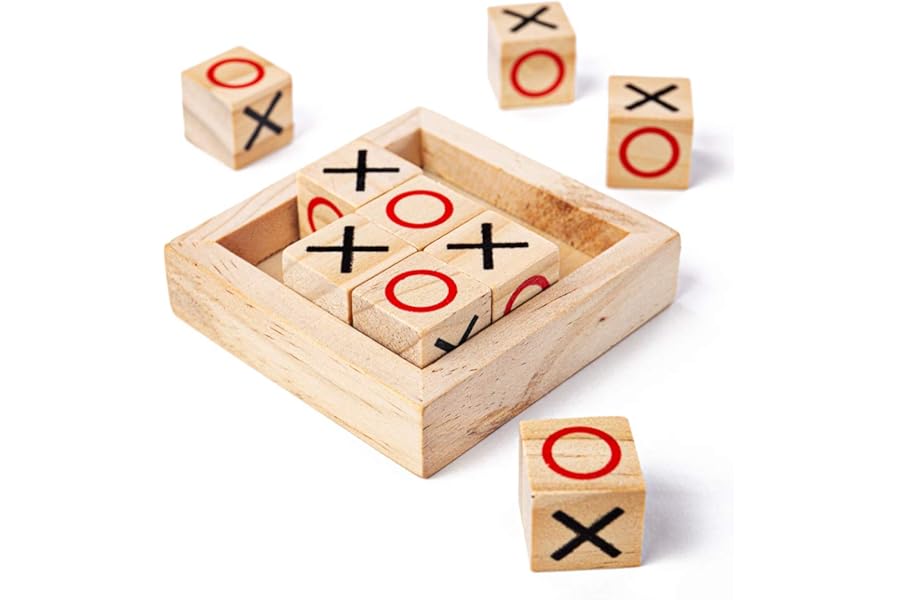 Bigjigs Toys Mini Noughts and Crosses Game - Travel-Friendly Tic Tac Toe, Travel, Board For Families, Kids, Pocket Money Toys