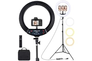 EOTO LIGHT 18 inch Ring Light, Selfie Led Ring Light with Tripod Stand & Phone Holder for Phone Tiktok Portrait YouTube Live Streaming Makeup Lighting