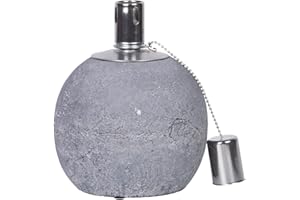 MAISONICA Oil Lamp Concrete Stainless Steel Wick Burner Ball Small Garden Outdoor