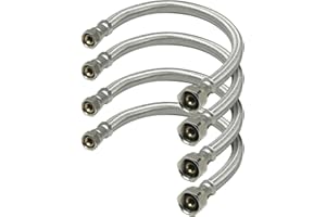 Highcraft Faucet Hose Connector 12" Length, 1/2" IPS X 3/8" Comp FIP Flexible Braided Stainless Steel Supply Line, Bathroom Kitchen Sink Extension Lead-Free (4 Pack)