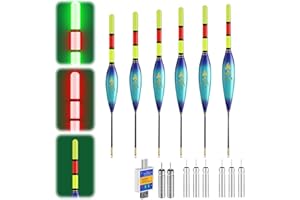 Hegawleo 3 Stück Led Posen Angeln Mit CR425 Batterie Ladegerät, Angelposen Mit Gravity Sensing Farbwechsel Und Kupferring, Angel Zubehör Zum Meeresfischerei Angeln Am See