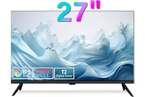 ZOSHING TV 27 inch,Small full view 1080P TV with Freeview HD-Dual power DC-12v and AC in-HDMI/AV Audio USB Media Player,Suitable for Bedrooms and Caravans