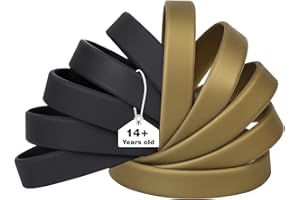 LVNRIDS 50 pezzi Braccialetti in Silicone Nero/Oro, 20.2 cm Riutilizzabile Braccialetti Elastici in Gomma per Uomo Donna, Bracciale Colorati per Feste, Eventi, Festival Musicali,Sport