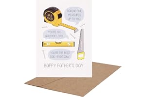 CJ&M Happy Fathers Day Card | Dad Card | Tools | DIY | Saw | Tape Measure | Spirit Level.This cute, illustrated card is perfect for your dad on Father's Day.