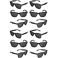 TheGag Black Sunglasses Wholesale Party Pack-12 Retro Wayfarer Risky Business-Blues Brothers Black Sunglasses for Graduation Mardi Gras Holidays-Birthday Wedding Party Adult Kids-New