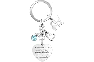 Krifton Regalo iniziale ispiratore del portachiavi,Argento Cuore Pendente ciondolo 26 Lettera A-Z Portachiavi Per Figlia Figlio Sorelle Amici Mamma promemoria Accessori