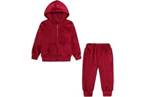 Verve Jelly Toddler Kids Baby Boys Girls Long Sleeve Zipper Sweatsuit Tracksuit Coat Sweatshirt Tops and Pants with Pocket 2Pcs Fall Winter Outfits Set